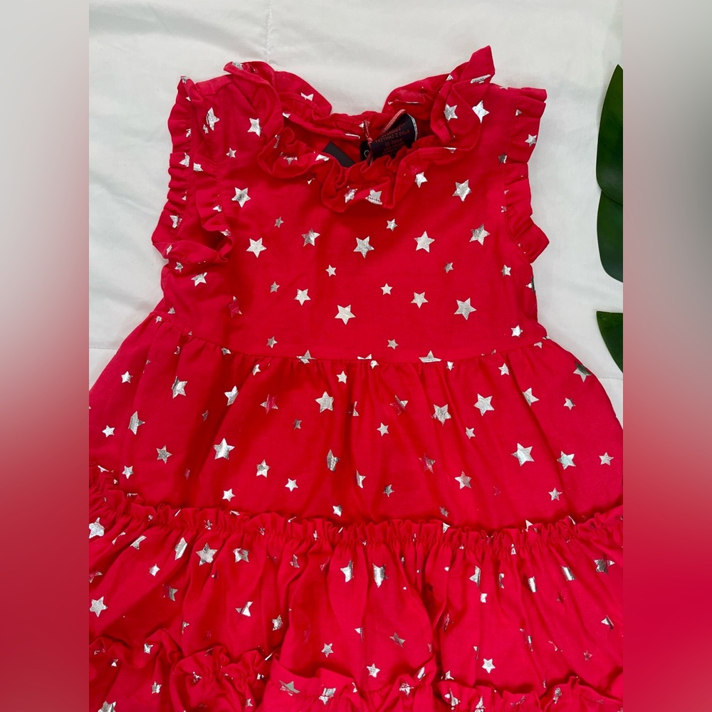 CYNTHIA ROWLEY• Kids Toddler Baby Girls Red Ruffle Star Tiered Dress NWT - Picture 5 of 11